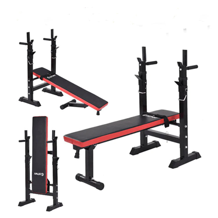 Multifunction Power Rack with Weights, Bar, and Bench