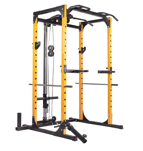 Power Rack, Bumper Plates, Olympic Bar, and Workout Bench